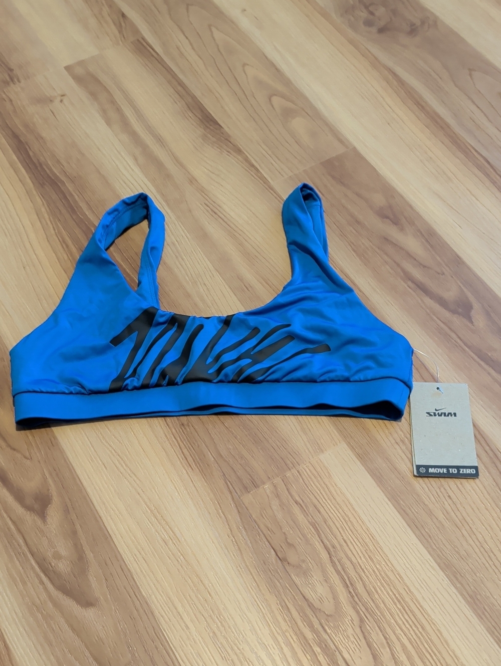 Nike Blue Swim Top with Black Print, NWT Size Medium
